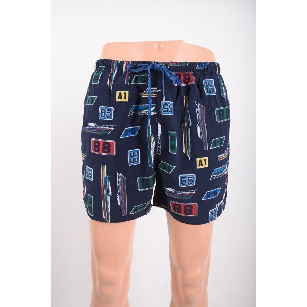 Vintage Nautica Mens Bathing suit Trunks Shorts Size M Navy Blue Ships Boating